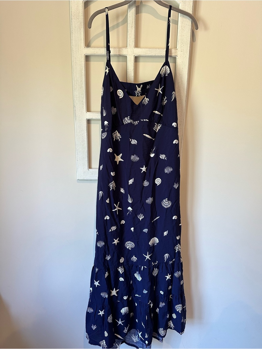 Navy Shell Print Maxi Slip Dress